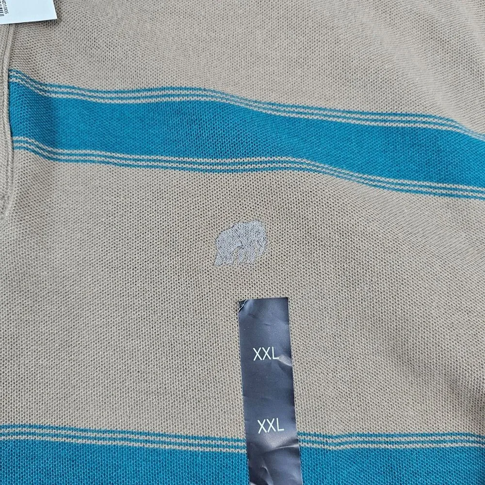 Banana Republic Polo Mens 2XL Brown Striped Cotton Preppy Embroidered Logo